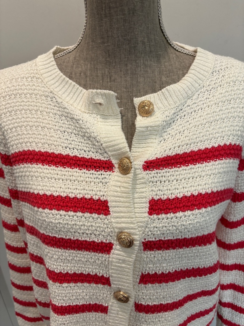 Pink Martini Red & White Striped Button-Front LadyLike Cardigan size small - Picture 9 of 13